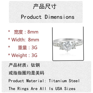 Yunnique Anillo de diamantes de acero inoxidable para mujer, joyería de compromiso con engaste de puntas, anillo de moda con piedras preciosas blancas 21089 - Product Image 2
