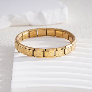 Italian Modular <b>Bracelet</b> Gold Plated Stainless Steel Animal Pattern Unisex Gift Jewelry SMT403 - Product Image 2