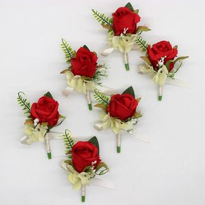 Boutonnière de mariage pour le marié et les garçons d'honneur, fleur artificielle pour la mariée et la demoiselle d'honneur, fleur de poignet - Product Image 2
