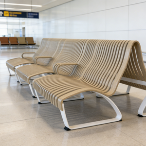 Banc en bois au design élégant ML-W066, confortable, pour plusieurs personnes, idéal pour les bureaux, les halls d'accueil, les salons et les espaces communautaires - Product Image 5