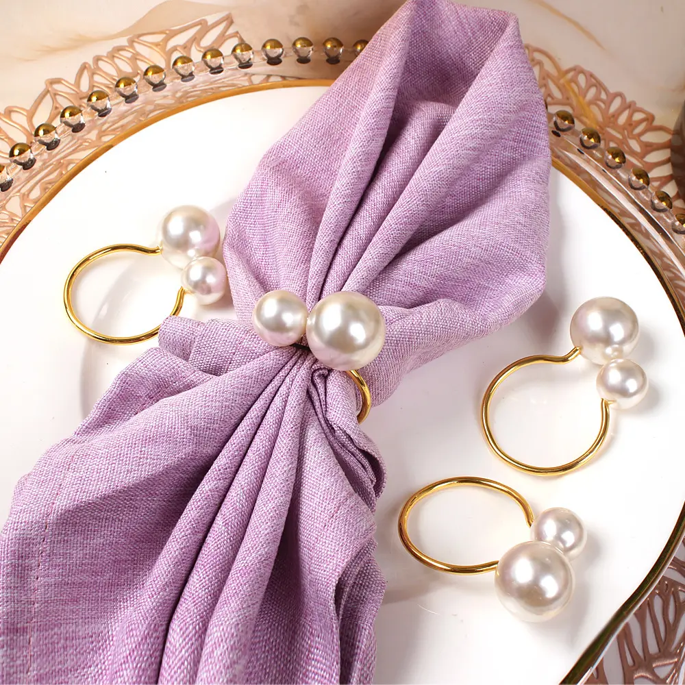 Napkin Holder Pearl Napkin Ring Wedding Party Gatherings Table Supplies Home Banquet Dinner Serviette Decor