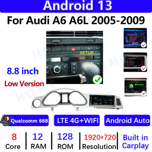 12G + 128G Android 13 araba <span class=keywords><strong>Video</strong></span> oyuncular için AUDI A6 A6L 2005-2012 Android araba multimedya Qualcomm 668 navigasyon radyo WIFI - Product Image 5