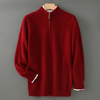 Pull en cachemire 100 % pour homme, col montant zippé, manches longues, couleur unie, coupe ample, style décontracté chic, tricoté