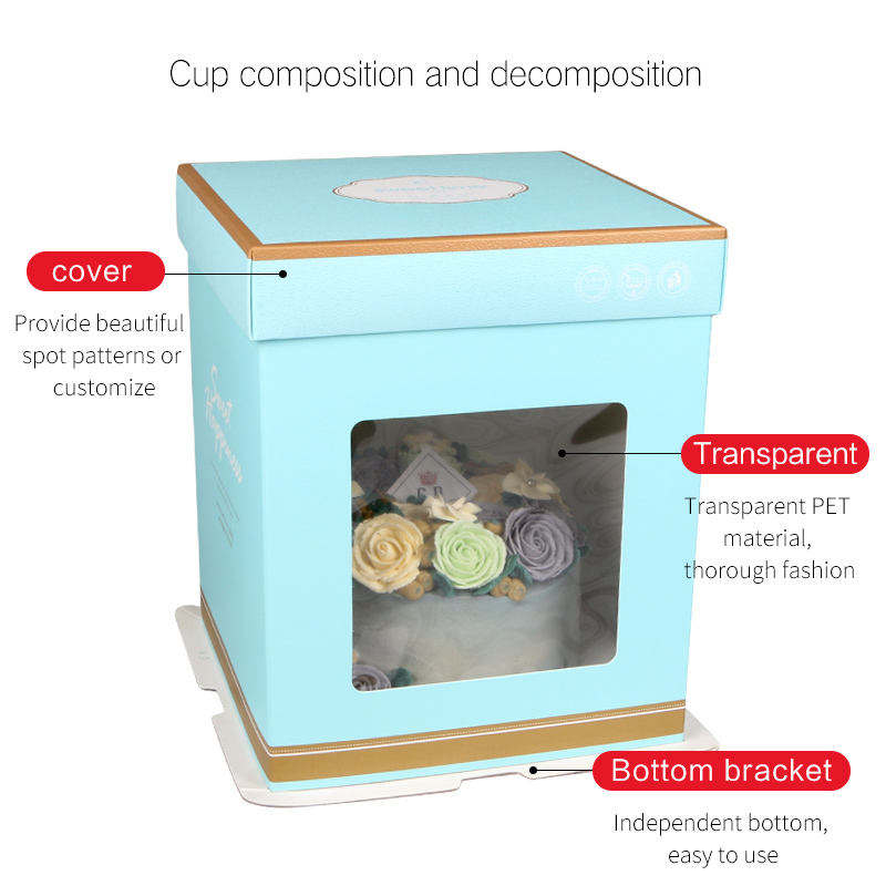 Factory Wholesale Square Art Paper Cardboard Cake Package Box With Window