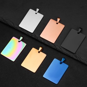 28*40mm Rectangle Stainless Steel <b>Dog</b> <b>Tag</b> ID <b>Tag</b> Blank Pendant 6 Colors No Fade Waterproof - Product Image 1