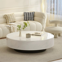 Table basse en marbre italien, de forme ronde, adaptée au salon, à un usage domestique, design minimaliste, style haut de gamme, couleur crème