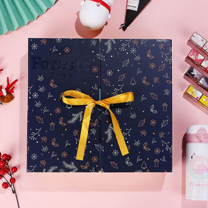 Veille de Noël Nouvel An Boîte-cadeau personnalisée Boîte de <span class=keywords><strong>calendrier</strong></span> de l'avent en carton avec 30 24 tiroirs Double ouverture et ruban de soie - Product Image 3