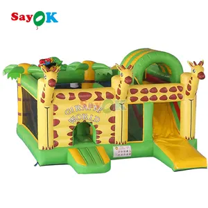 Inflatable bouncer jumping bouncy castlegiraffe animal theme inside outside kid playing toy manufacturer