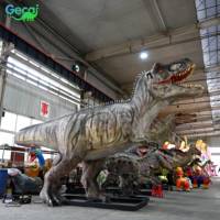Terrain de jeu extérieur Gecai Modèle animatronique motorisé mécanique Dinosaures Factory Taille réelle T-rex pour parc à thème