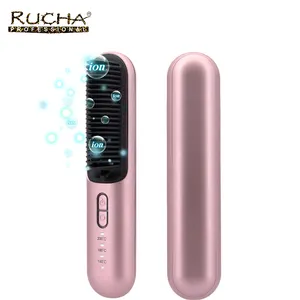Escova alisadora de cabelo portátil, pente de aquecimento rápido, controle de temperatura, alisador de cabelo