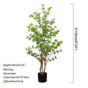 Planta artificial colgante de madera maciza desmontable con campanas, gran decoración de planta de suelo para interiores, árbol artificial para escaparate - Product Image 1