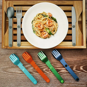 Ensemble de <span class=keywords><strong>couverts</strong></span> de camping de pique-nique de voyage durables avec couteau <span class=keywords><strong>à</strong></span> steak cuillère <span class=keywords><strong>à</strong></span> soupe fourchette <span class=keywords><strong>à</strong></span> <span class=keywords><strong>salade</strong></span> 3 pièces ensemble de <span class=keywords><strong>couverts</strong></span> en aluminium magnétique - Product Image 1