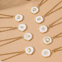 Summer Ocean Pendentif en acier inoxydable personnalisé pour femmes Collier à breloques en émail plaqué or blanc antirouille Goutte d'huile délicate Non Fading
