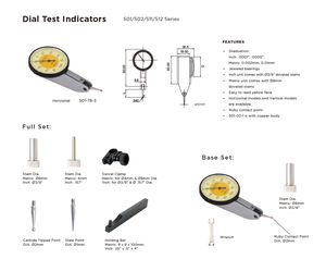 Indicador de Teste de Precisão Asimeto 0.8mm com Graduação de 0.01, Conjunto Completo ou Conjunto Básico - Product Image 5
