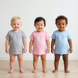 Vente en gros de t-shirts en coton à manches courtes pour enfants, couleur unie, vêtements pour enfants en stock - Product Image 2
