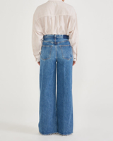 Jeans Mom taille haute pour femmes, Logo personnalisé, Jeans Baggy Boyfriend, ourlet brut, genou déchiré, jambes larges pour femmes