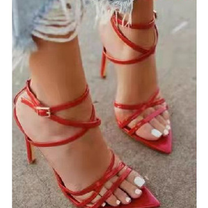 Sandalias de tacón de bloque con correa al tobillo y punta abierta para mujer, elegantes y sexys, ideales para fiestas de verano, directamente de fábrica. - Product Image 3