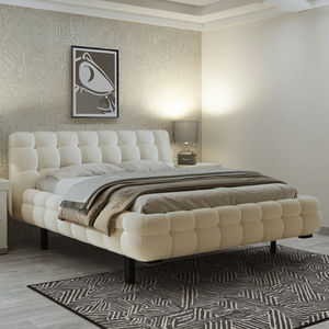 Muebles de Dormitorio de Alta Gama Estilo Crema, Cama King Size Ajustable de Madera, Estructura de Cama de Madera para Apartamento, <span class=keywords><strong>Hotel</strong></span>, Loft - Product Image 5