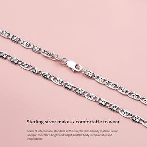 Cadena Figaro Brillante de Plata de Ley S925 Italiana, Cadena Hip Hop para Collar de Mujer, Venta al Por Mayor - Product Image 4