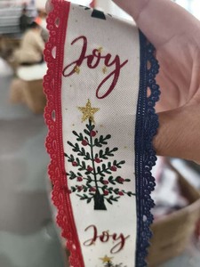 <span class=keywords><strong>Ruban</strong></span> en polyester lin uni personnalisé imprimé de 63 mm (2,5 pouces) avec bord festonné pour la décoration de Noël - Product Image 6