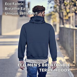 Wholesale Men's Embroidered Custom Design French Terry <b>Hoodie</b> Eco-Friendly Polyester Cotton Comfortable Breathable <b>Lightweight</b> - Product Image 2