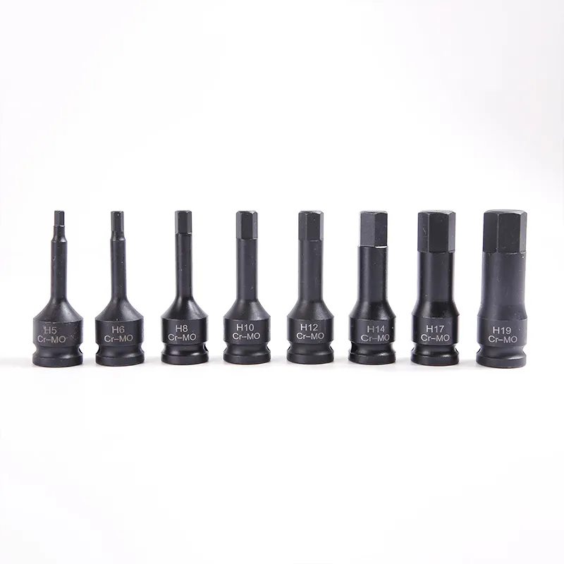 High quality CR-MO material eight pieces hexagonal sleeve H5 hex size impact socket set