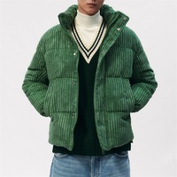 Veste matelassée en velours côtelé rembourrée en duvet, ample, d'hiver, sur mesure, OEM, pour hommes