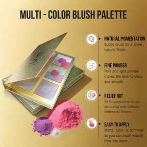 Paleta de Rubor Personalizada Golden Flower de <span class=keywords><strong>6</strong></span> Colores, Maquillaje al por Mayor OEM, Fórmula Limpia, Libre de Crueldad, Rubor Iluminador, Marca Privada - Product Image 4