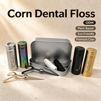 Fil dentaire biodégradable en PLA de maïs, couleur naturelle, haleine fraîche, avec flacon en verre, OEM, pour l'hygiène bucco-dentaire familiale - Vente chaude