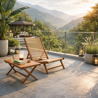 Chaise longue Meiqi Qiyue avec table latérale longue, cadre en métal, chaise inclinable portable pour balcon, patio et jardin, loisirs