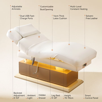 Table de massage électrique professionnelle en bois pour esthéticienne, équipement de salon moderne à 4 moteurs, lit de beauté pour spa facial avec chauffage
