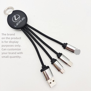 Câble de charge 3-en-1 de 15 cm avec logo personnalisé, multifonctionnel et lumineux - Product Image 1
