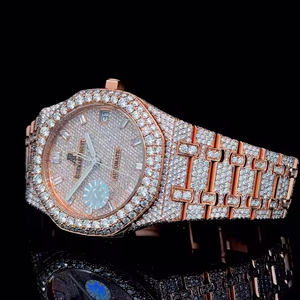 Montre de luxe pour homme en acier inoxydable à quartz avec diamants en moissanite, épaisseur de 5 mm, pour le bureau et les cadeaux haut de gamme - Product Image 1