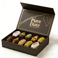 Boîte Cadeau Personnalisable en Carton pour 4, 6 ou 8 Dattes, Chocolats, Truffes – Emballage Magnétique avec Séparateurs pour Dattes de Dubaï et Ramadan