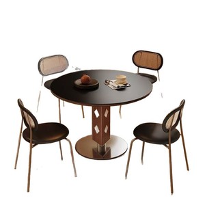 Mesa de Comedor Redonda de Madera Maciza con Bordes Corrugados, Diseño Retro para Hogar, Cafetería o Bar - Product Image 5