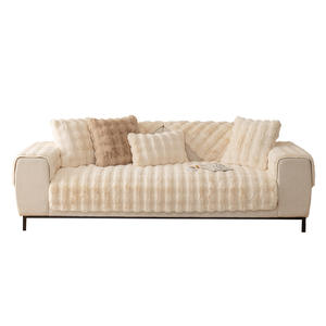 Cojín de Sofá de Felpa de Conejo, Color Blanco Crema, Rectangular, Grueso, Antideslizante, Imitación de Piel, Decoración para el Hogar, Tipo Almohadilla - Product Image 1