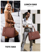 LOVEVOOK Nouveaux Sacs à Bandoulière 2 Pièces pour Femmes, Sacs à Main pour Ordinateur Portable Imperméables avec Sac Isotherme pour le Déjeuner, l'École et le Travail