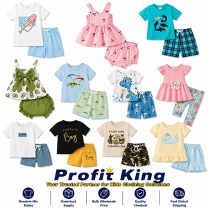 Lote al por mayor de conjuntos de ropa de verano para niños, tallas mixtas para bebés, 50 piezas, MOQ, excedente de fábrica, liquidación a granel - Product Image 1