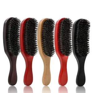 Wholesale Price Custom Logo Black Wood Beard Care Man'S Beard Brush And Comb Boar Hair Bristle Beard Brush For Men