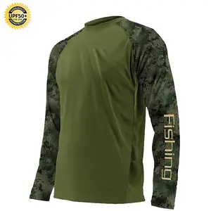 Custom Logo Upf 50+ Sun Protection Moisture Wicking Polyester Fishing Wear Men's Long Sleeve Mesh Vented Uv Fishing Shirts