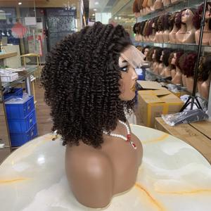 Cheveux humains vierges de qualité 12A, perruques en cheveux humains courts, 12 pouces, couleur naturelle, 5x5 13x4 dentelle frontale, perruque bouclée crépue - Product Image 4