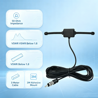 Antenne radio FM intérieure 50 ohms, câble de 3 mètres, fixation adhésive sur verre avec connecteur SMA TV pour récepteur stéréo domestique, tuner AV