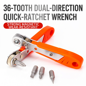 Llave de trinquete de liberación rápida de 36 dientes, magnética bidireccional, mini destornillador con mordaza ajustable, dentada, chapada en metal, para bricolaje, métrica - Product Image 3