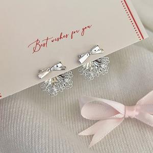 Pendientes de Plata de Ley S925 con Baño de Oro de 18K y Diseño de Lazo, Elegantes Accesorios para las Orejas con Estilo de Doble Uso y Colgante Trasero - Product Image 3