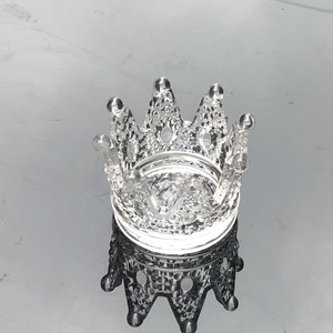 Support de bougie en <span class=keywords><strong>verre</strong></span> ambré <span class=keywords><strong>transparent</strong></span> en forme de couronne, pour bougies chauffe-plat, décoration de mariage, fête, maison - Product Image 1