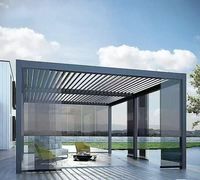 Sistema de Techo de Pérgola de Aluminio para Terraza Exterior, Bioclimático, Ecológico, Impermeable, con Rejillas Ajustables y Luces LED
