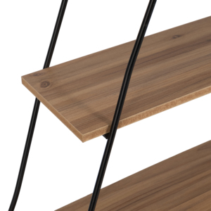 Mensola triangolare da parete con struttura in metallo a tre livelli e espositore in legno per soggiorno o camera da letto - Product Image 4