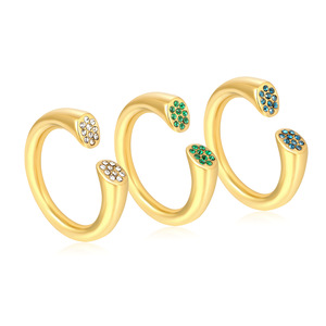 แหวนสแตนเลสสตีลแบบมินิมอล ดีไซน์ใบไม้เรขาคณิต ประดับเพชรแบบไมโครเพฟ ของขวัญเครื่องประดับแฟชั่นสำหรับทุกเพศ - Product Image 5