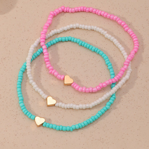 SC Frauen Böhmische Masern Fußkettchen Gold Herz Charme Fußkettchen Mehr schicht ige Glas Reis Perlen Fußkettchen Set für Frauen - Product Image 4