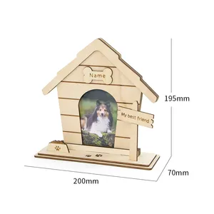 Custom Cats and Dogs Dog house Photo Frame wooden Laser cut Pets Picture Frame for gifts
